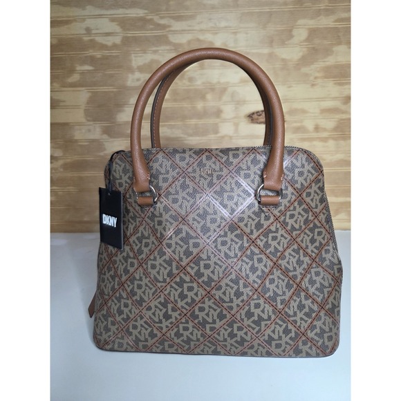 Dkny Handbags - DKNY "Bryant" Dome Satchel In Monogram Brown New with Tag‎ Bag Purse